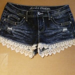 Lace Trim Jean Shorts